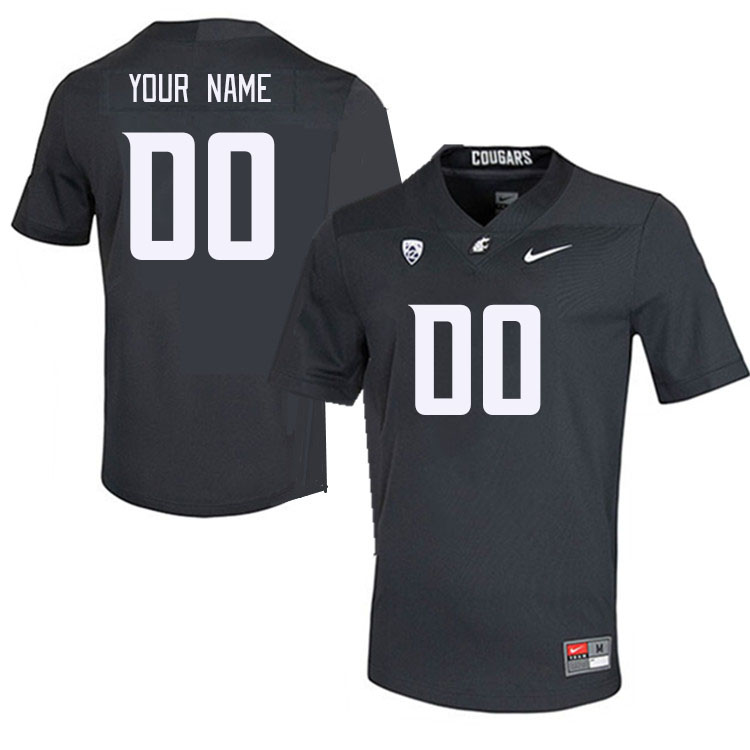 Custom Washington State Cougars Name And Number College Football Jersey Stitched-Charcoal